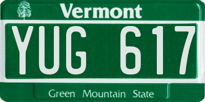 VT license plate YUG617