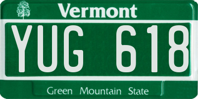 VT license plate YUG618