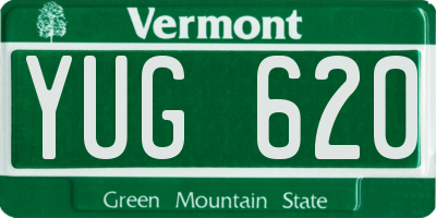 VT license plate YUG620