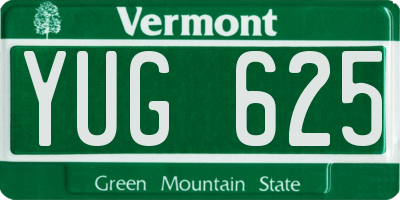 VT license plate YUG625