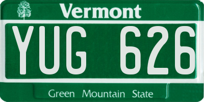 VT license plate YUG626