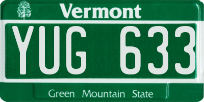 VT license plate YUG633