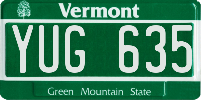 VT license plate YUG635