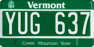 VT license plate YUG637