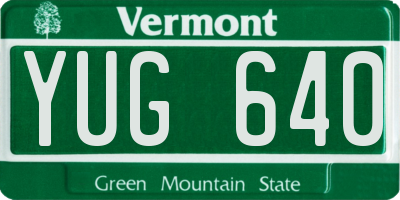 VT license plate YUG640