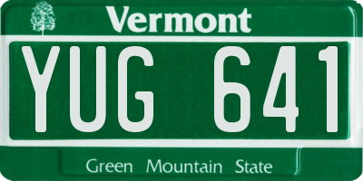 VT license plate YUG641