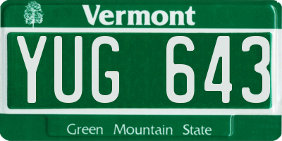 VT license plate YUG643