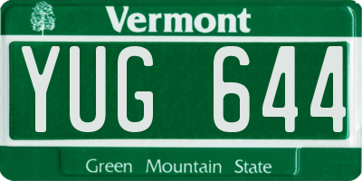 VT license plate YUG644