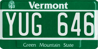VT license plate YUG646