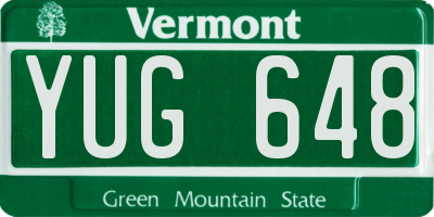 VT license plate YUG648