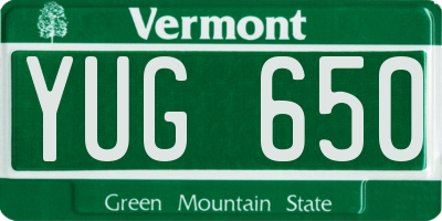 VT license plate YUG650