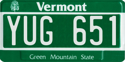 VT license plate YUG651