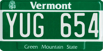 VT license plate YUG654