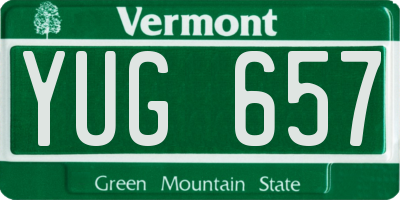 VT license plate YUG657