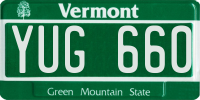 VT license plate YUG660
