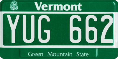 VT license plate YUG662