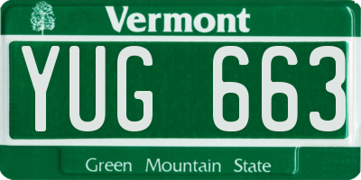 VT license plate YUG663