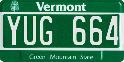 VT license plate YUG664