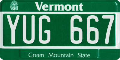 VT license plate YUG667