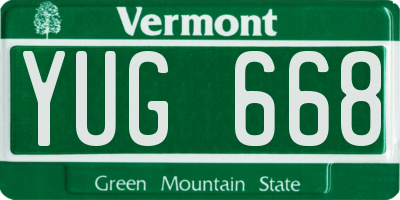 VT license plate YUG668