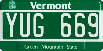 VT license plate YUG669