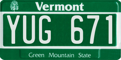 VT license plate YUG671