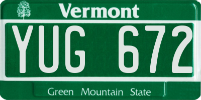 VT license plate YUG672