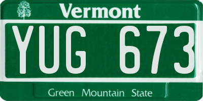 VT license plate YUG673