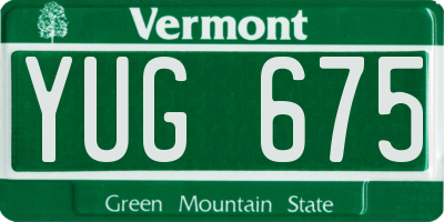 VT license plate YUG675
