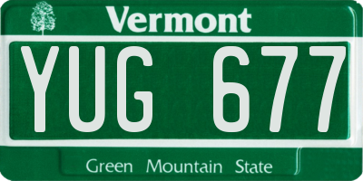 VT license plate YUG677