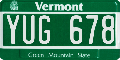 VT license plate YUG678