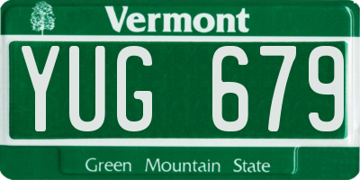 VT license plate YUG679