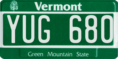 VT license plate YUG680