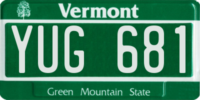 VT license plate YUG681