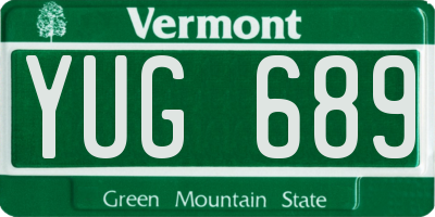 VT license plate YUG689