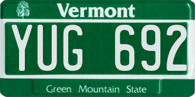 VT license plate YUG692