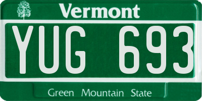 VT license plate YUG693