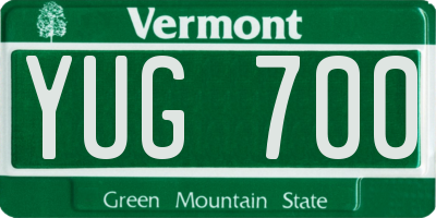 VT license plate YUG700
