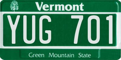 VT license plate YUG701