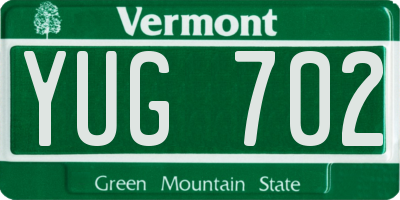 VT license plate YUG702
