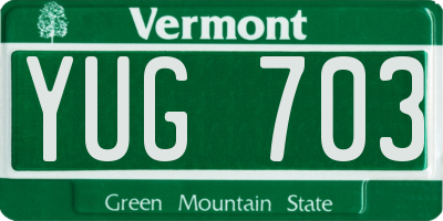 VT license plate YUG703