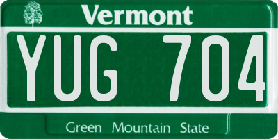 VT license plate YUG704
