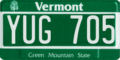 VT license plate YUG705