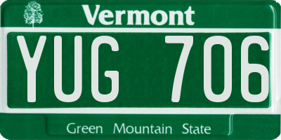 VT license plate YUG706