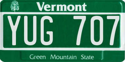 VT license plate YUG707