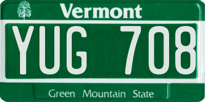 VT license plate YUG708
