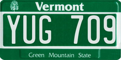 VT license plate YUG709