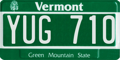 VT license plate YUG710
