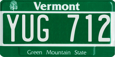 VT license plate YUG712