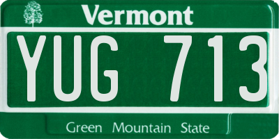VT license plate YUG713